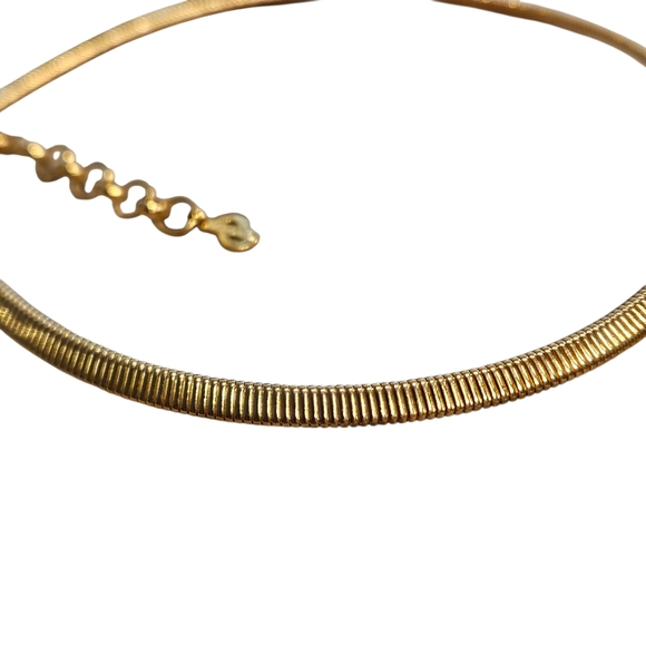 Dior Choker Necklace Vintage 80s Dior Chunky Gold Tone Blue Faux Stone - Picture 7 of 16